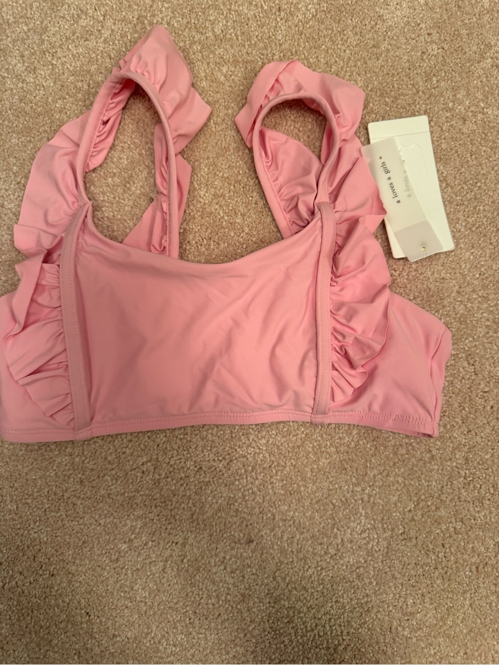 Pink Ruffle Strap Bralette Swim Top